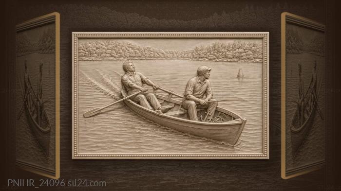 Oarsman rowing his mate to the mark 3d STL model
