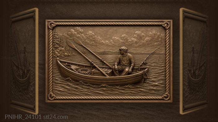 Boat drifting with oars tipped up 3d STL model