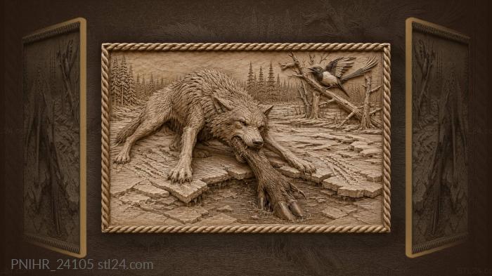 Wolf pulls moose from icy water 3d STL model
