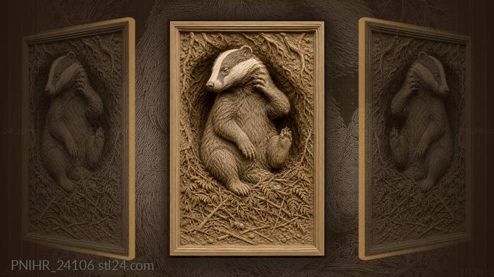 Badger scratches out tick by burrow 3d STL model