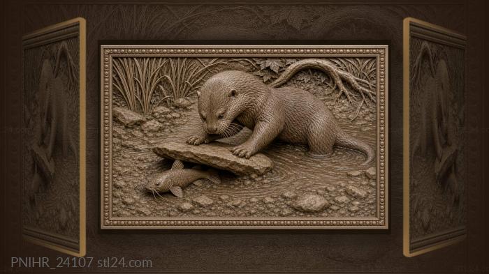 Otter tips stone above bullhead 3d STL model