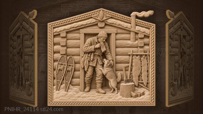 Winter hunter’s cabin cozy evening 3d STL model