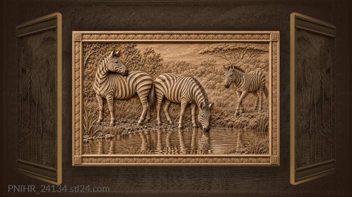 Sentinel zebra watches while companion drinks 3d STL model