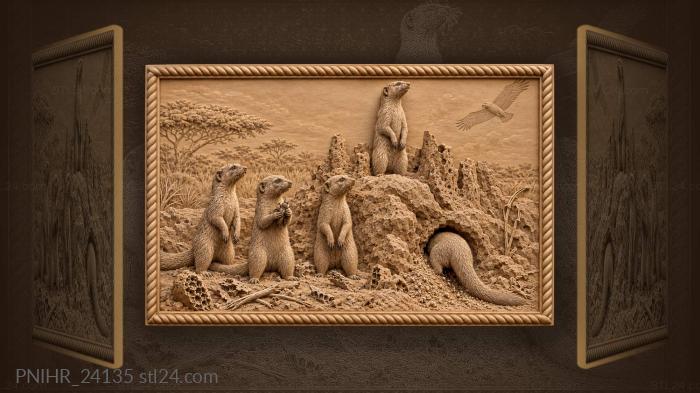 Mongooses dig beetles from termite mound 3d STL model
