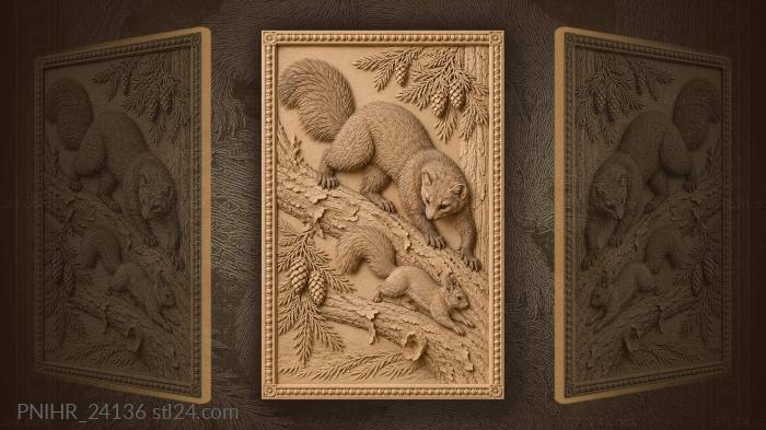 Squirrel flees a sable under scroll 3d STL model