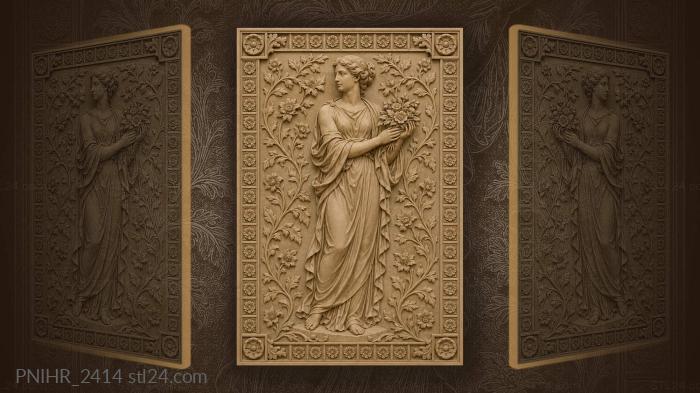 Standing maiden offering floral bunch 3d STL model