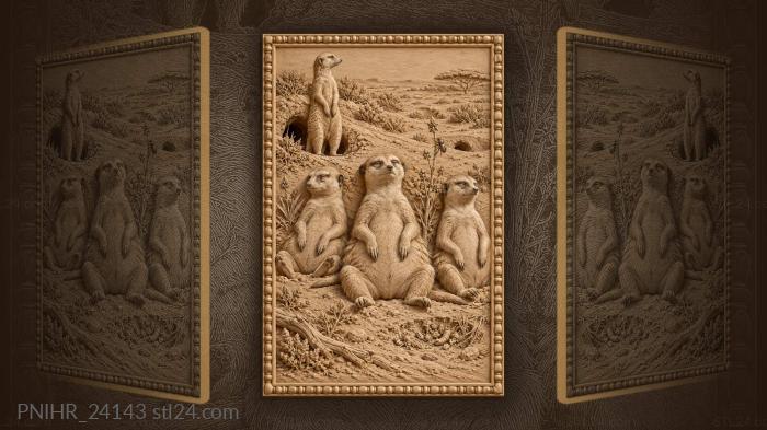 Meerkats soak up dawn beside burrows 3d STL model