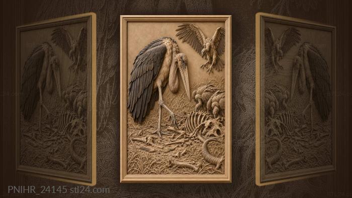 Marabou stalks toward picked rib cage 3d STL model