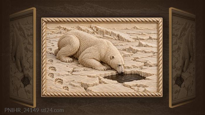 Polar bear waits above breathing hole 3d STL model