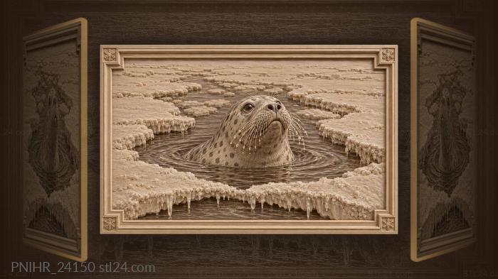 Ringed seal surfaces in narrow lead 3d STL model
