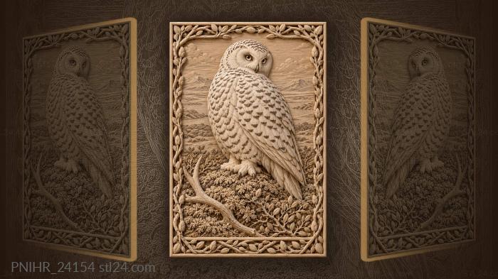 Snowy owl on tundra hummock 3d STL model