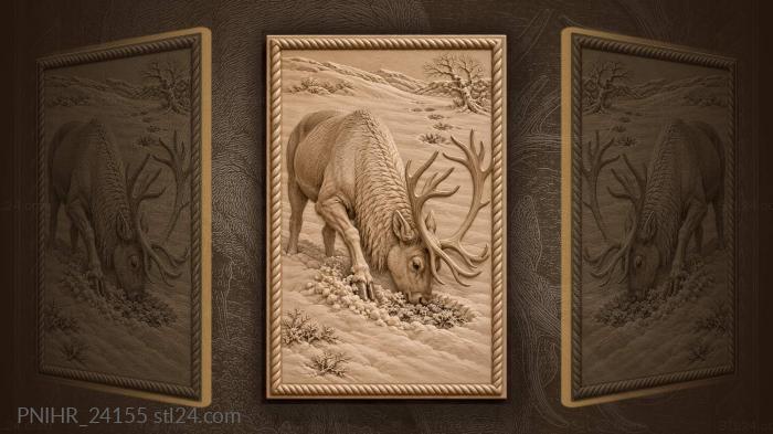 Winter reindeer foraging in snow 3d STL model