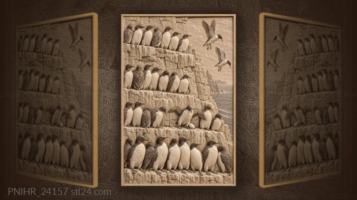 Guillemots crowd ledges around rocking egg 3d STL model