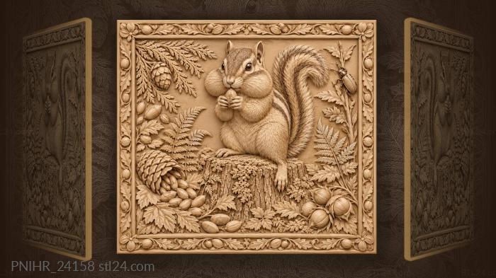 Chipmunk with cedar nut treasure 3d STL model