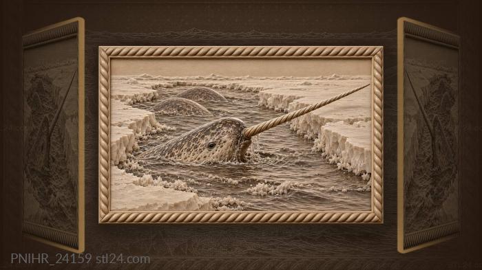 Narwhal breaching icy arctic waters 3d STL model
