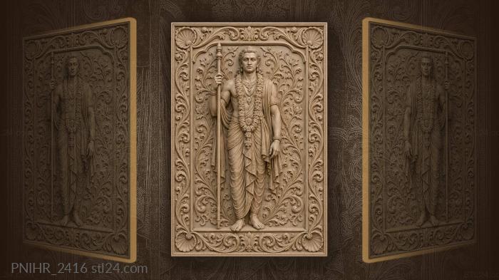 Flower garland across his chest and a staff 3d STL model