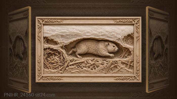 Lemming runs through tunnel beneath snow 3d STL model