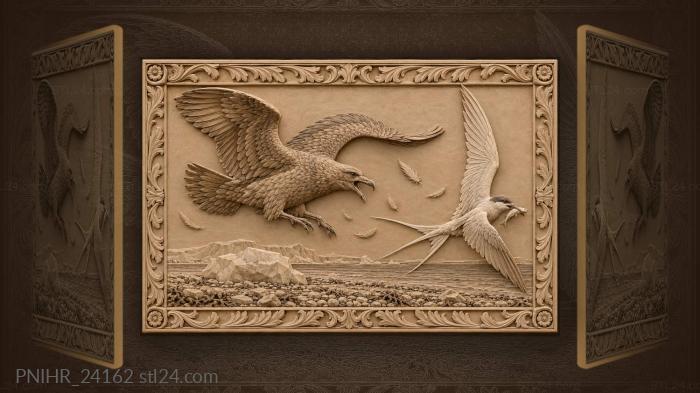 Skua harries a tern for fish 3d STL model