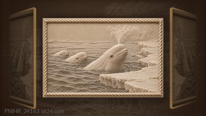 Beluga whales at frozen coastline 3d STL model
