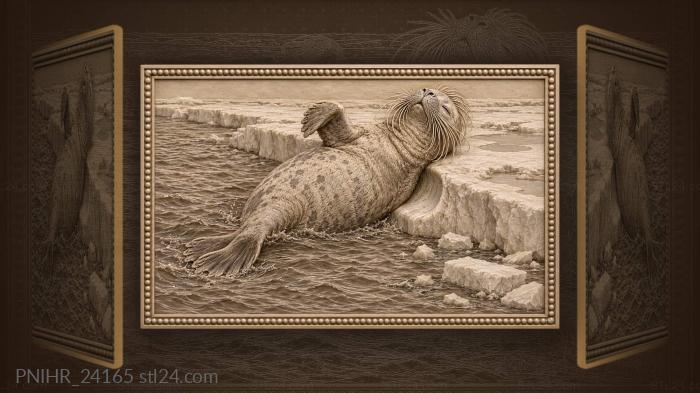 Scratching walrus polishes an icy hollow 3d STL model