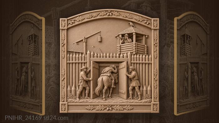 Fort gateway with rider and sentry 3d STL model