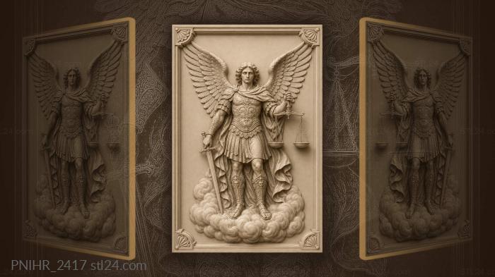 Scales and sword in armoured angel hands 3d STL model