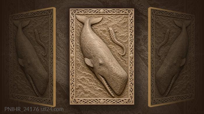 Sperm whale descends past severed tentacle 3d STL model