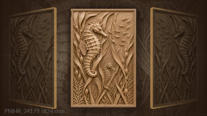 Seahorse embrace of waving eelgrass 3d STL model