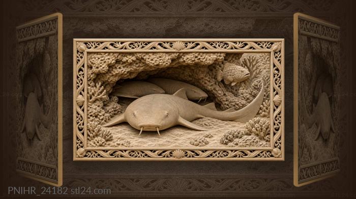 Nurse shark dozes under rock ledge 3d STL model