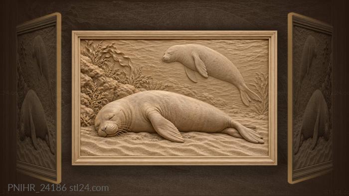 Peaceful seals dreaming underwater rest 3d STL model