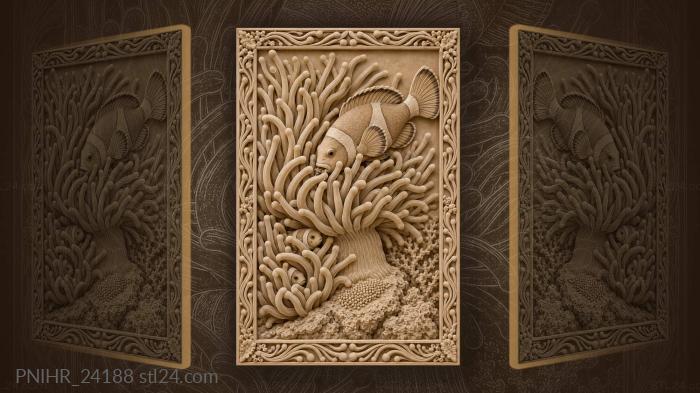 Anemone shelters clownfish tending its home 3d STL model