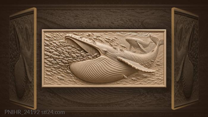 Whale feeding frenzy ocean life 3d STL model