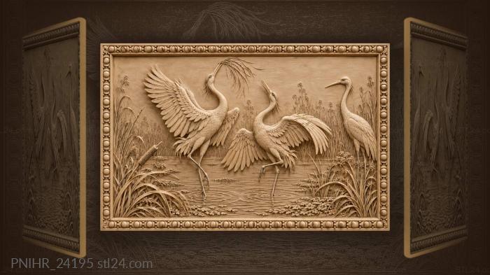 Cranes toss sedge tuft while dancing 3d STL model