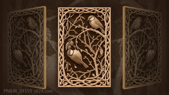Acrobatic tit pecks beneath a swaying twig 3d STL model