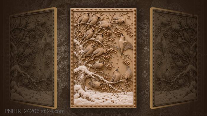 Waxwings feast on winter rowan 3d STL model