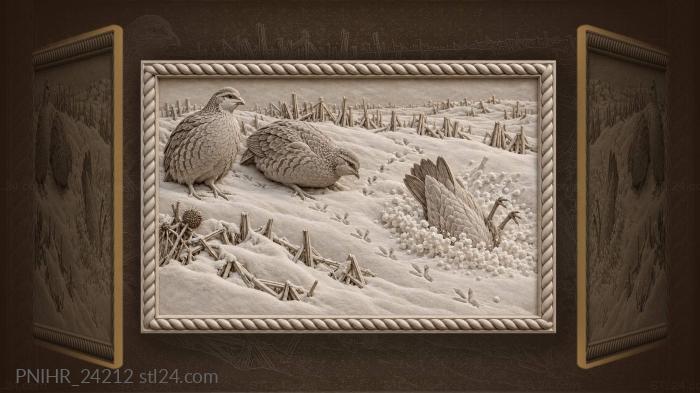 Partridge vanishes headfirst beneath winter powder 3d STL model