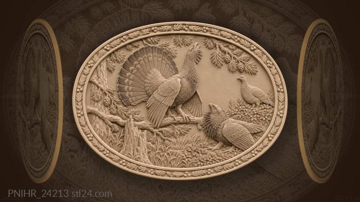 Singing cock scrapes bough while rival waits 3d STL model