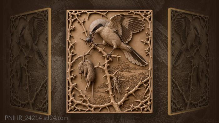 Shrike impales beetle on a thorn 3d STL model