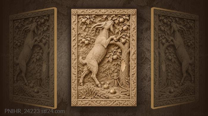 Goat rears against an apple tree 3d STL model