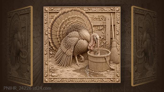 Proud turkey admiring water reflection 3d STL model