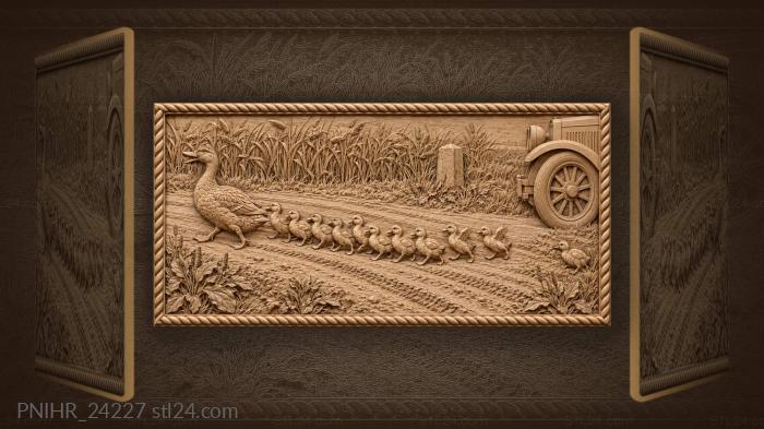 Duck leads ducklings across the road 3d STL model