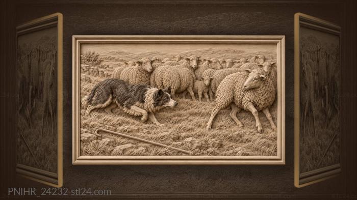 Dog turning a wandering ewe back 3d STL model