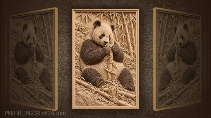 Panda enjoying fresh bamboo treat 3d STL model