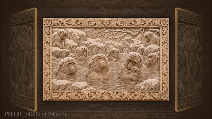 Macaques relaxing in hot springs 3d STL model