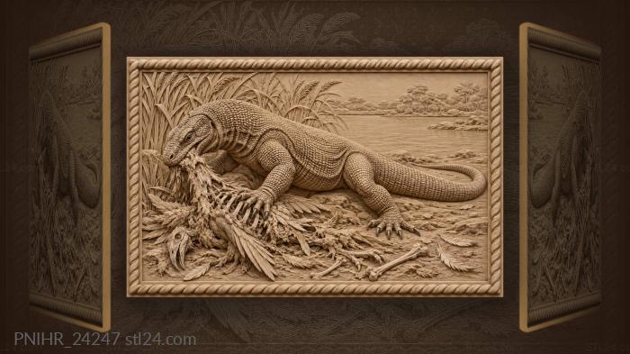 Monitor lizard wrenches at a carcass 3d STL model