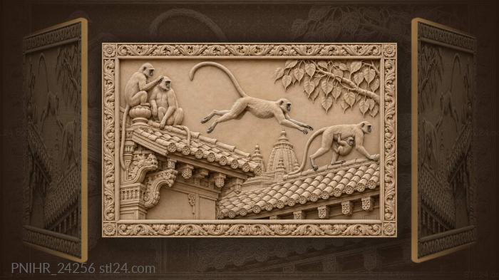 Temple langurs playful roof crossing 3d STL model