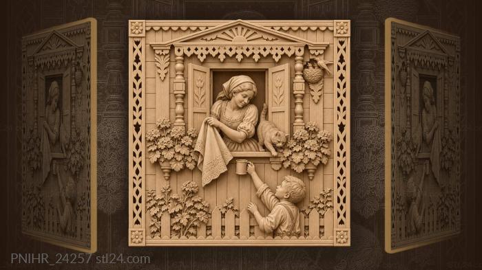 Village life sunny window scene 3d STL model
