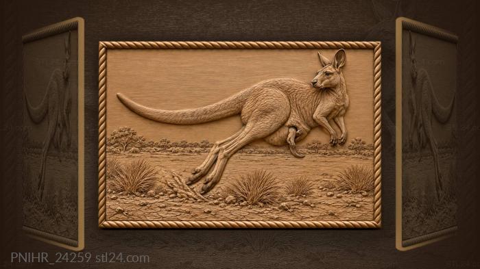 Kangaroo mother and joey leaping 3d STL model