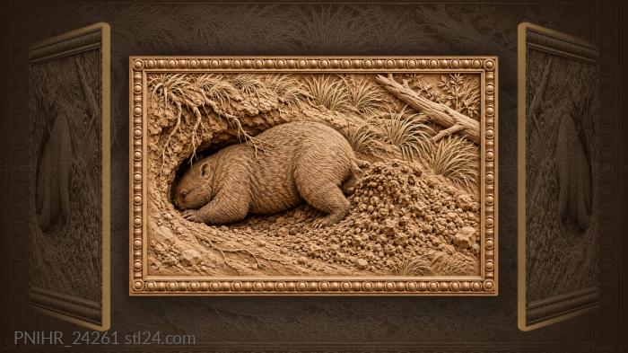 Wombat digging its earthy burrow 3d STL model