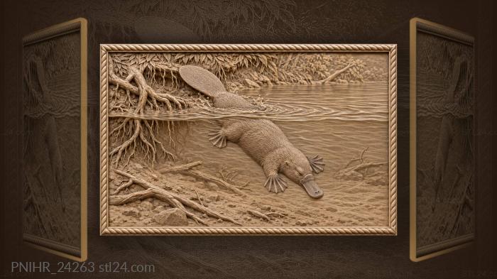Diving platypus parts the river silt 3d STL model